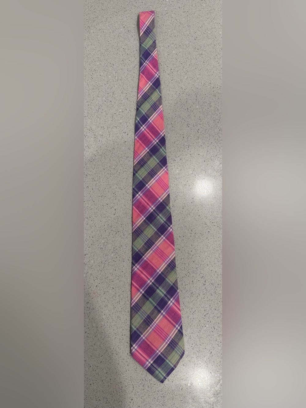 Vintage Rooster Madras Plaid Necktie
